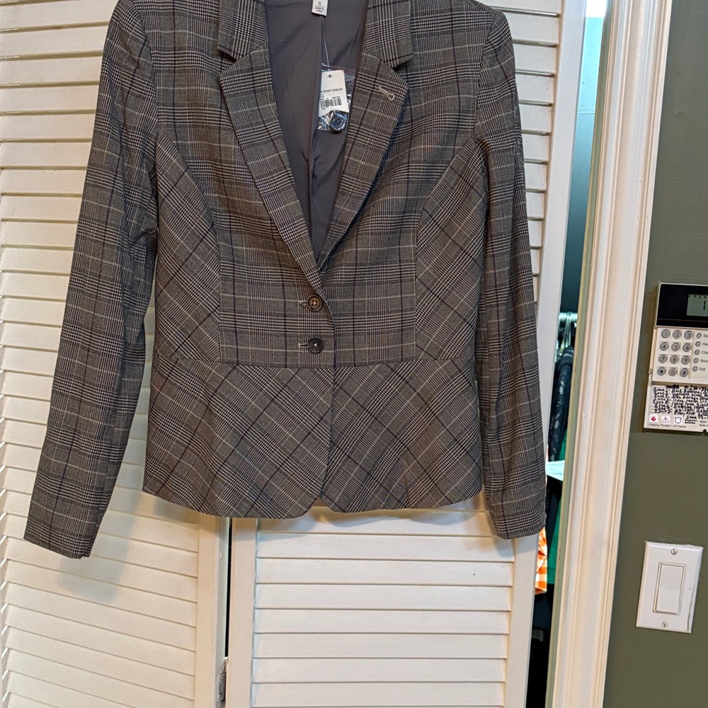 Cato Women's Charcoal Plaid Blazer